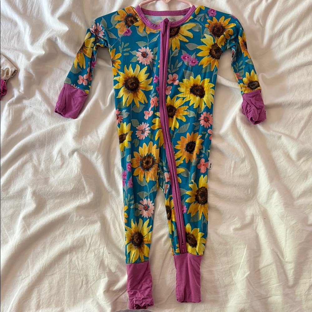 Little Sleepies Sunflower Kids Footie - Blue and Pink